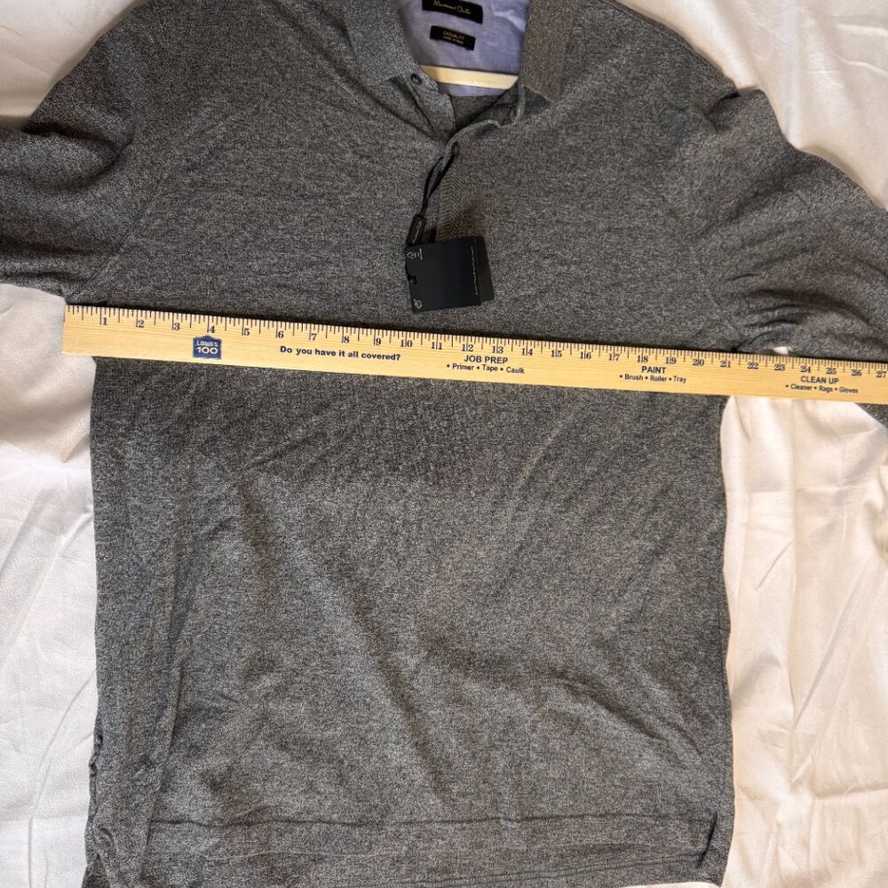 Massimo Dutti 100% Cotton XL Gray Long Sleeve Button Polo Shirt Business Career - Picture 9 of 9